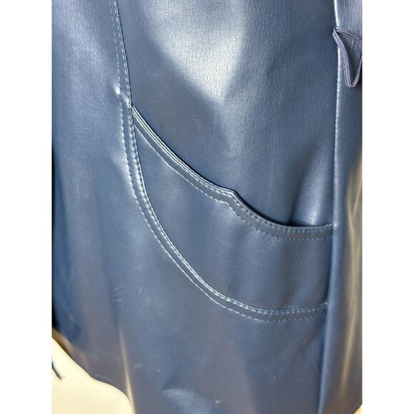1970s blue vinyl jacket with wide notched collar Size M/L VEGAN - Picture 4 of 7